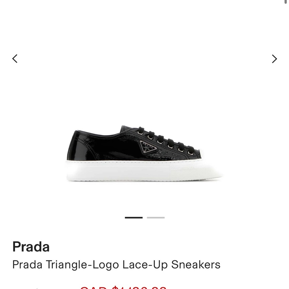 Authentic Prada Monochrome Lace-Up Sneakers